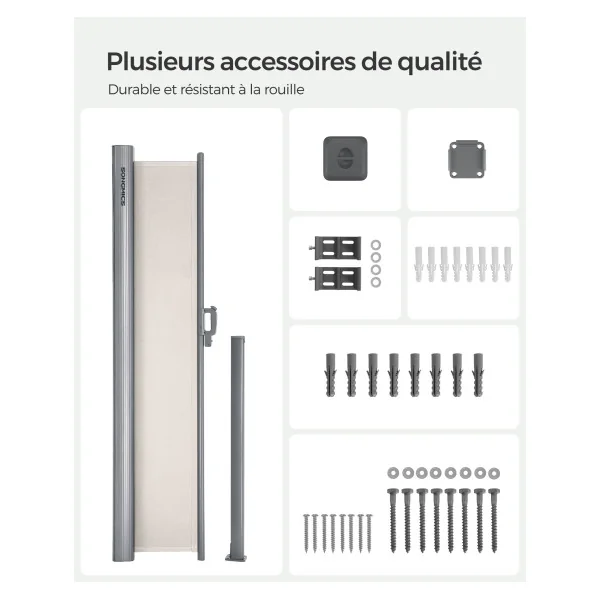 Store Simple Latéral Extractible 1,6x3,50 m Brise-Vue Pare-Soleil Beige