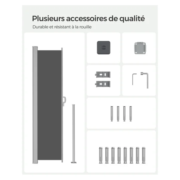 Store Simple Latéral Extractible 1,6x3 m Brise-Vue Pare-Soleil Gris Foncé