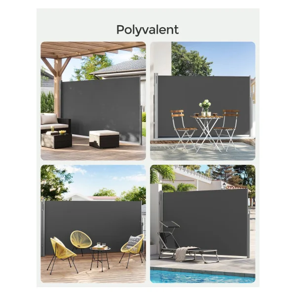 Store Simple Latéral Extractible 1,6x4 m Brise-Vue Pare-Soleil Gris Foncé