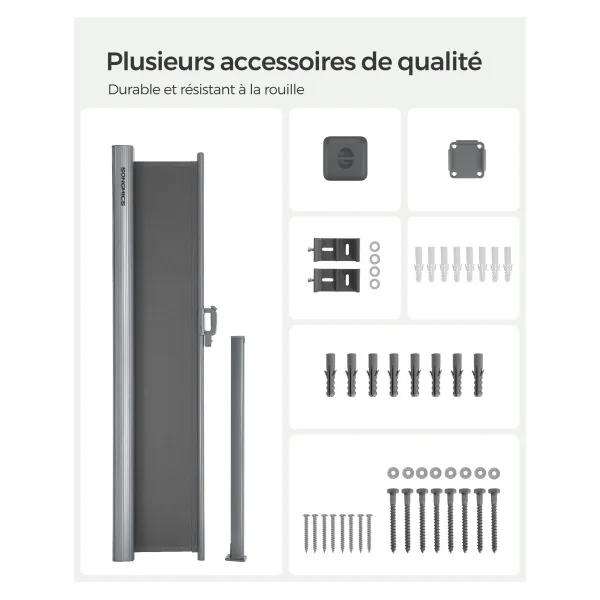 Store Simple Latéral Extractible 2x3 m Brise-Vue Pare-Soleil Gris Foncé