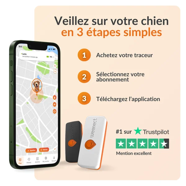 Sécurité Chien - Weenect GPS blanc XS – 60 X 23 X 12 mm