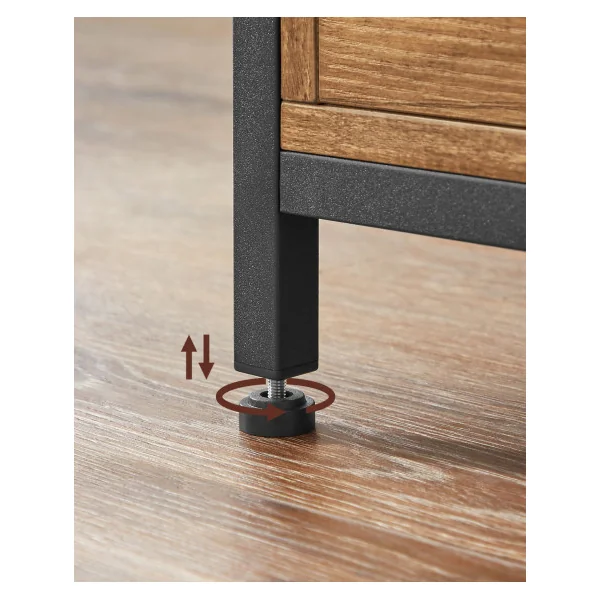 Table Basse 2 tiroirs 100x55x45 cm Noyer Rustique et Noir Table Salon avec Compartiment Ouvert