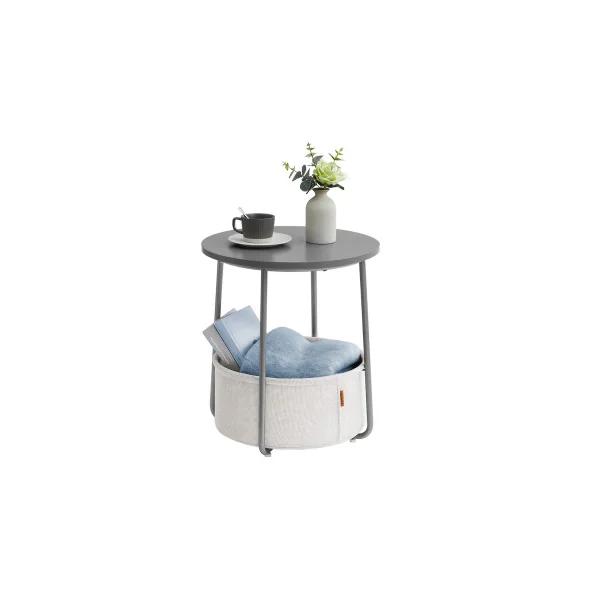 Table Basse avec Panier avec Multiprise Blanc et Gris