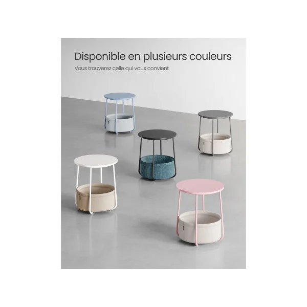 Table Basse avec Panier avec Multiprise Blanc et Gris