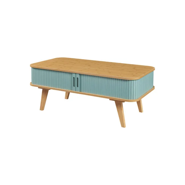Table Basse Bambou 100 x 50 x 40 cm Naturel Bleu Table Salon en Bambou