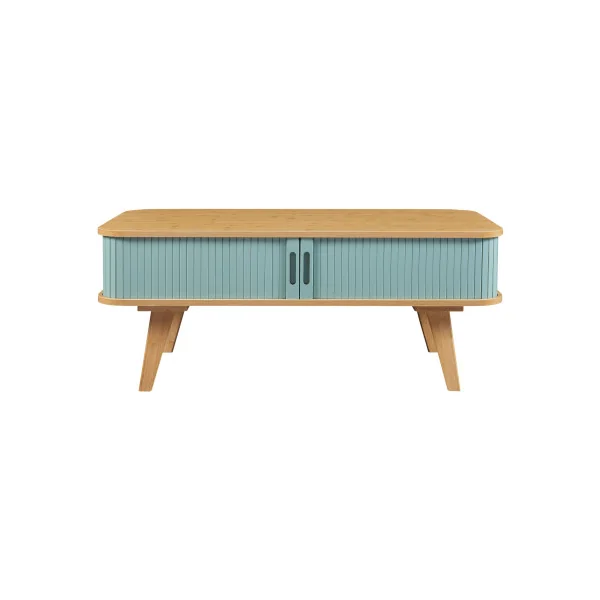 Table Basse Bambou 100 x 50 x 40 cm Naturel Bleu Table Salon en Bambou