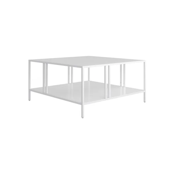 Table Basse Carrée Métal 80 x 80 x 40 cm Blanche Table de Salon en Acier