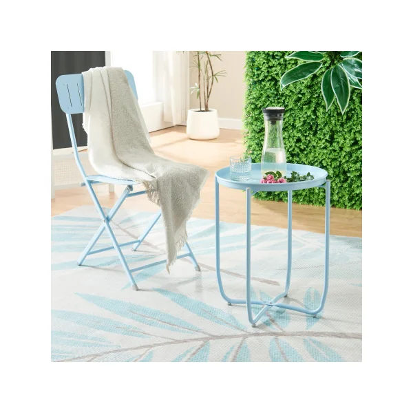 Table Basse de Jardin avec Plateau Amovible 40 x 53 cm Acier Laqué Bleu