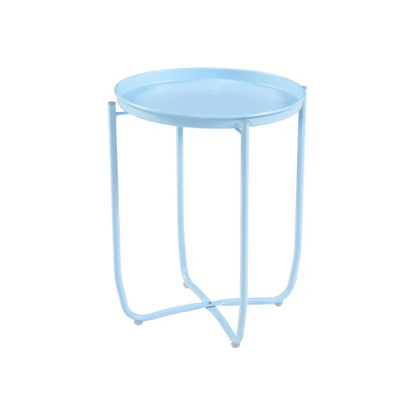 Table Basse de Jardin avec Plateau Amovible 40 x 53 cm Acier Laqué Bleu