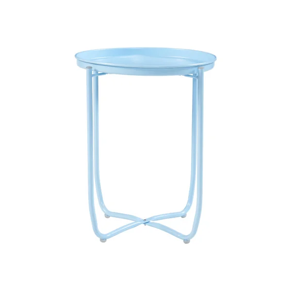 Table Basse de Jardin avec Plateau Amovible 40 x 53 cm Acier Laqué Bleu