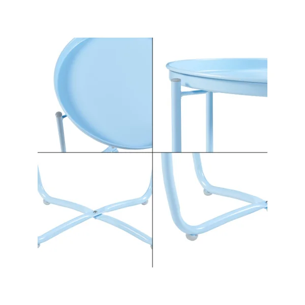 Table Basse de Jardin avec Plateau Amovible 40 x 53 cm Acier Laqué Bleu