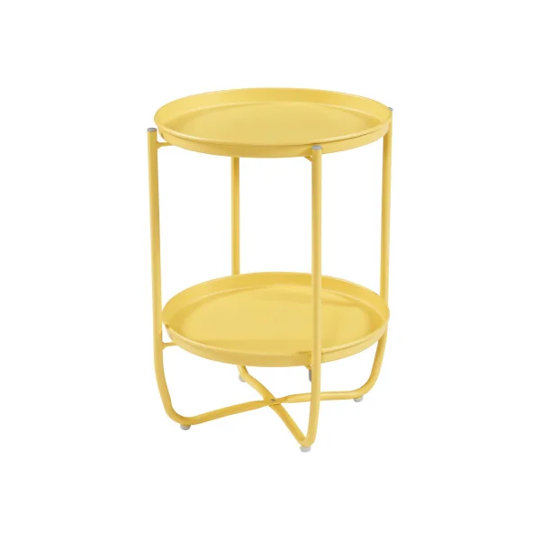 Table Basse de Jardin avec Plateau Amovible 40 x 58 cm Acier Laqué Jaune