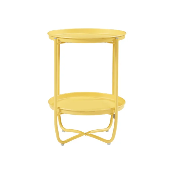 Table Basse de Jardin avec Plateau Amovible 40 x 58 cm Acier Laqué Jaune