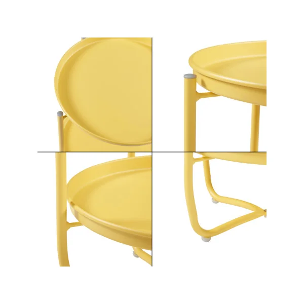 Table Basse de Jardin avec Plateau Amovible 40 x 58 cm Acier Laqué Jaune