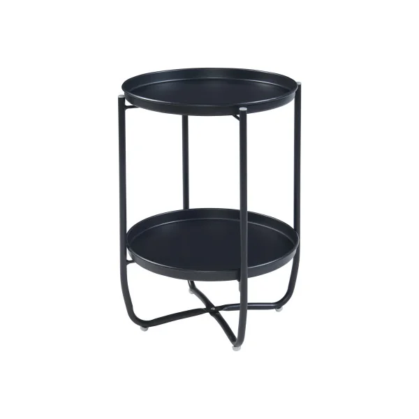 Table Basse de Jardin avec Plateaux Amovibles 40 x 58 cm en Acier Laqué Noir