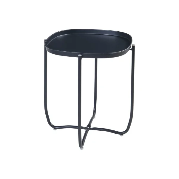 Table Basse de Jardin Noire avec Plateau Amovible 46 x 46 x 53 cm