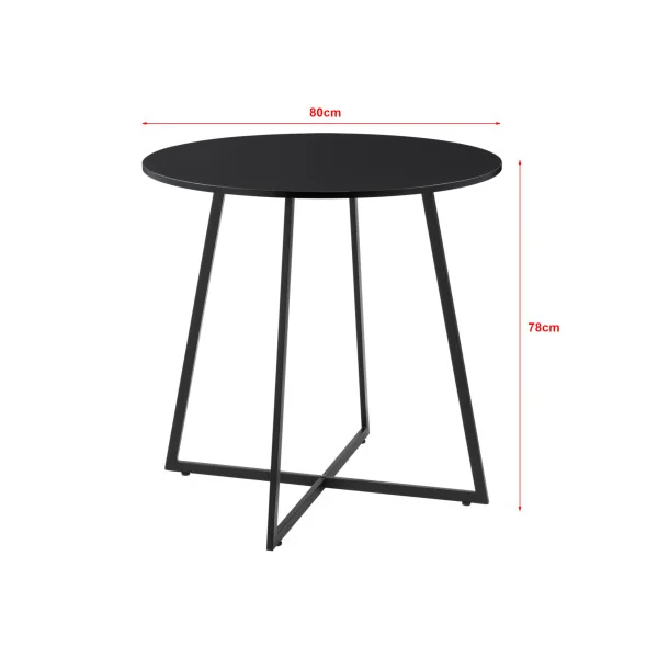 Table basse de salon 78 x 80 cm noire