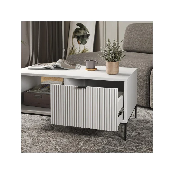 Table Basse Design Blanc Table Basse Rectangulaire Table Basse 1 Tiroir