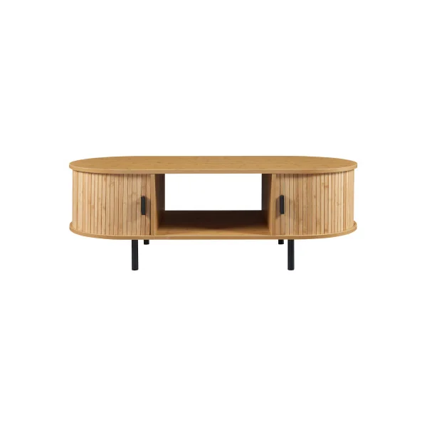 Table Basse Effet Bambou 120 x 55 x 40 cm Naturel Noir Table Salon Moderne