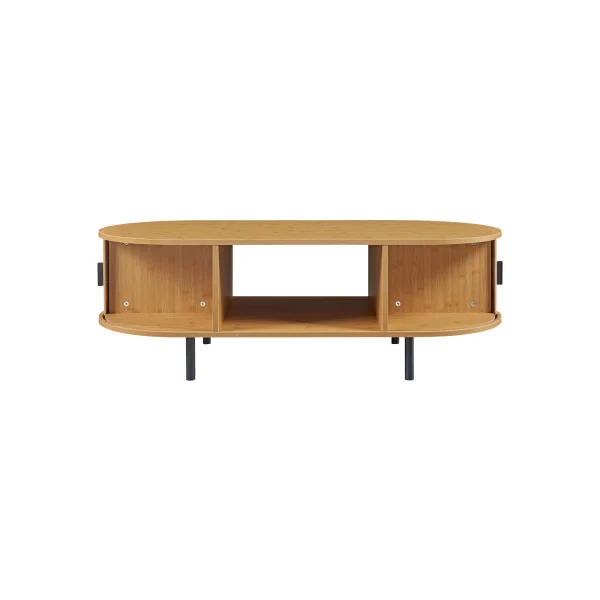 Table Basse Effet Bambou 120 x 55 x 40 cm Naturel Noir Table Salon Moderne