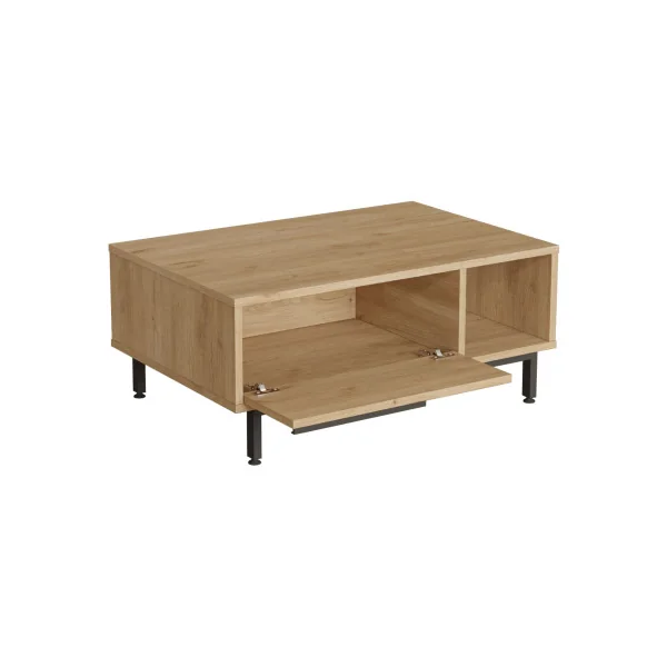 Table Basse Elégante 90 x 60 x 38 cm Chêne Noir Table de Salon Rectangulaire Moderne