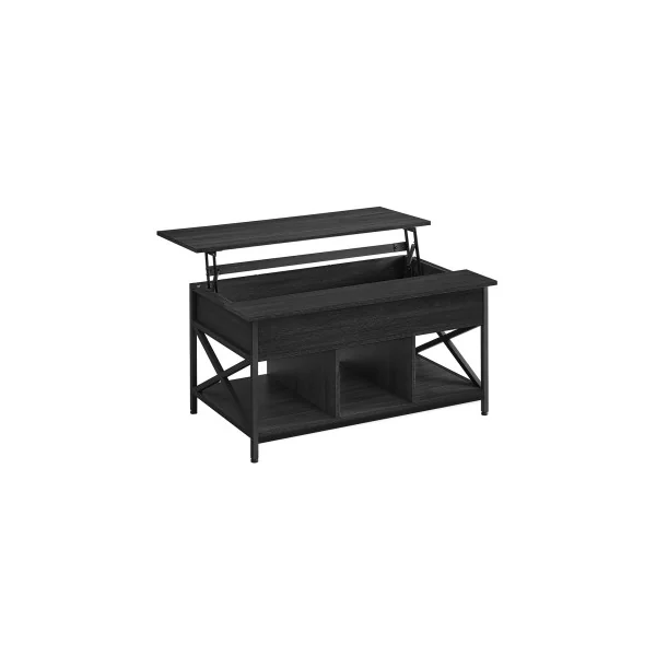 Table Basse Gris Anthracite et Noir avec Plateau Relevable Table de Salon et Compartiment Caché