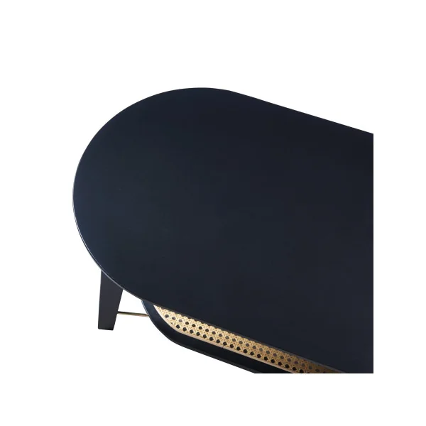 Table Basse Noire en Bambou 120 x 43 x 40 cm Etagère Aspect Rotin