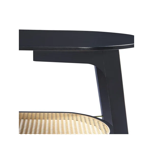 Table Basse Noire en Bambou 120 x 43 x 40 cm Etagère Aspect Rotin