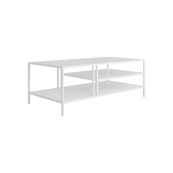 Table Basse Rectangulaire Métal 110 x 40 x 55 cm Blanche Table de Salon en Acier