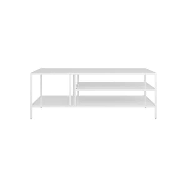 Table Basse Rectangulaire Métal 110 x 40 x 55 cm Blanche Table de Salon en Acier