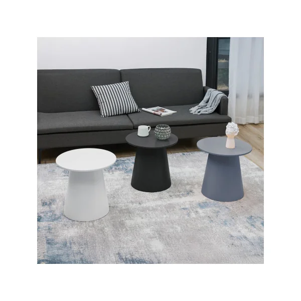 Table Basse Ronde 44 x 40 cm Gris et Bleu Table de Salon Tendance