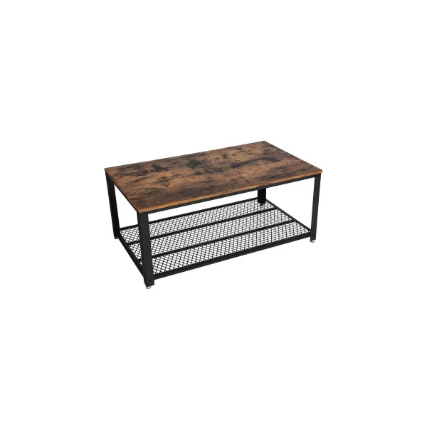 Table Basse Table de Salon Grille Industriel Plateau Marron Rustique