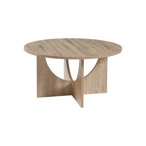 Table Basse Tonde 80 x 42 cm Effet Chêne Table de Salon Moderne