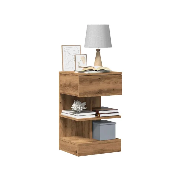 Table chevet moderne chêne artisan (x2) table de nuit chêne moderne