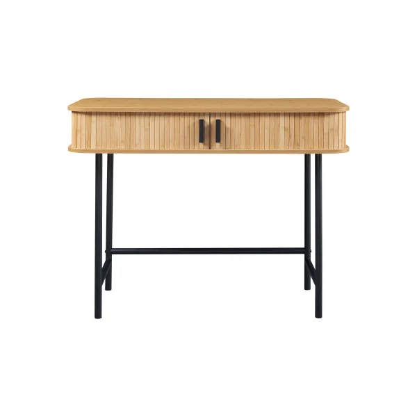 Table Console d'Entrée Portes Bambou 100 x 50 x 76 cm Naturel Noir Console de Salon