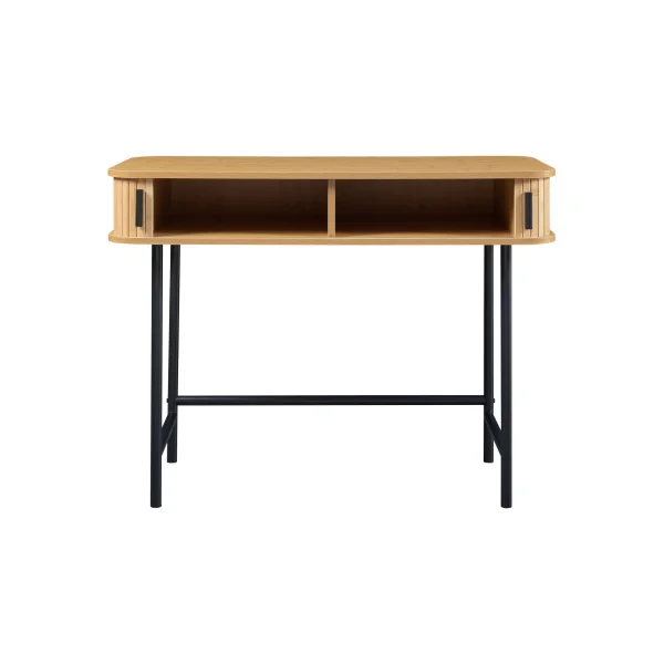 Table Console d'Entrée Portes Bambou 100 x 50 x 76 cm Naturel Noir Console de Salon