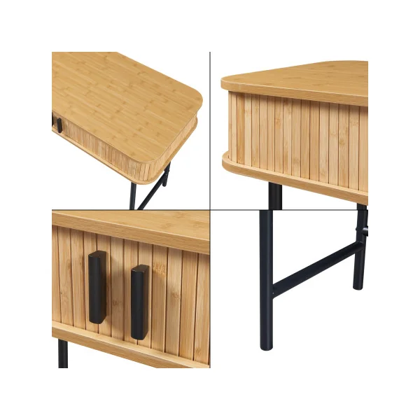 Table Console d'Entrée Portes Bambou 100 x 50 x 76 cm Naturel Noir Console de Salon