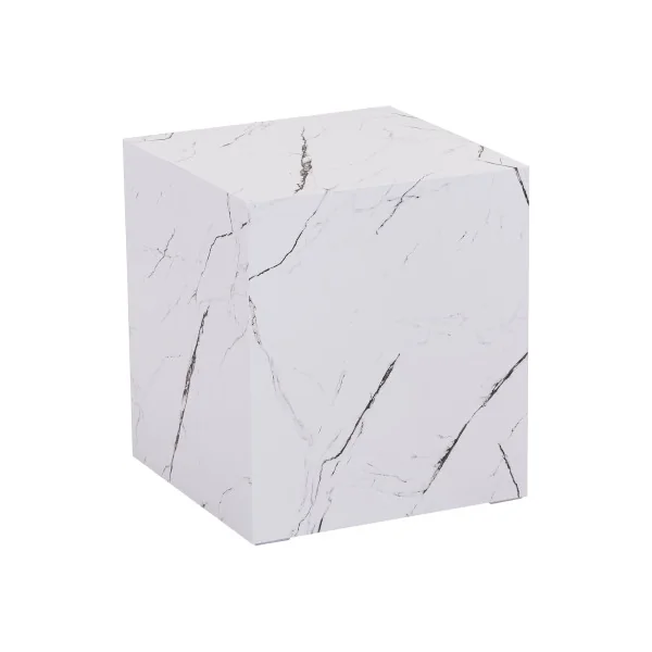 Table d'Appoint 40 x 40 x 45 cm Aspect Marbre Blanc Table Basse