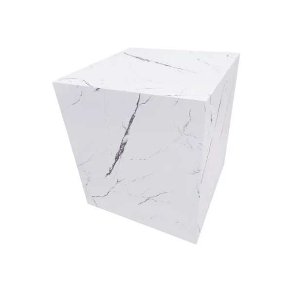 Table d'Appoint 40 x 40 x 45 cm Aspect Marbre Blanc Table Basse
