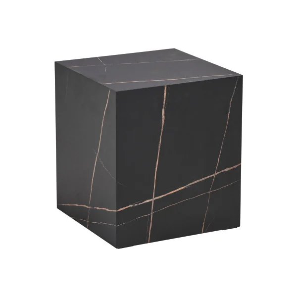 Table d'Appoint 40 x 40 x 45 cm Aspect Marbre Noir Table Basse