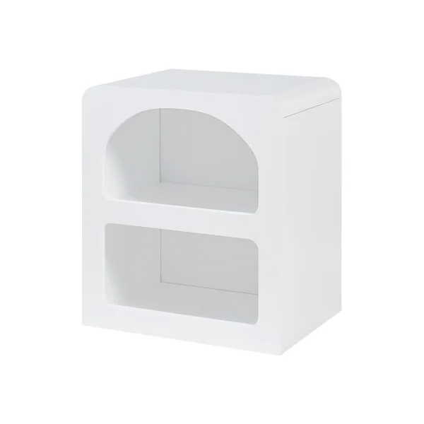 Table d'Appoint Blanche 40 x 30 x 45 cm Table de Chevet Design 2 Niches Table de Nuit Moderne