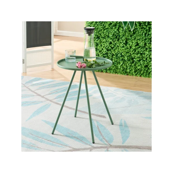 Table d'Appoint de Jardin en Acier Laqué Vert 42 x 55 cm Table Basse de Jardin