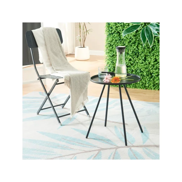 Table d'Appoint de Jardin en Acier Noir 42 x 55 cm Table Basse de Jardin