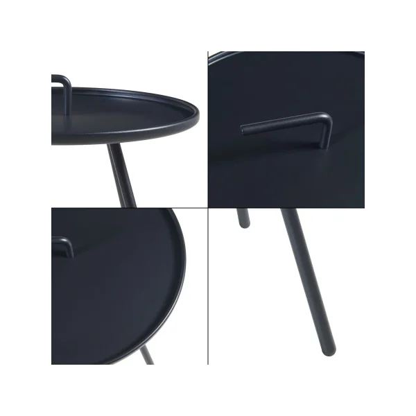 Table d'Appoint de Jardin en Acier Noir 42 x 55 cm Table Basse de Jardin