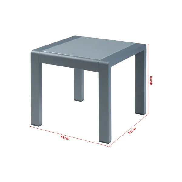 Table d'Appoint de Jardin en Aluminium Plateau en Verre 51 x 51 x 46 cm