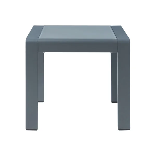 Table d'Appoint de Jardin en Aluminium Plateau en Verre 51 x 51 x 46 cm