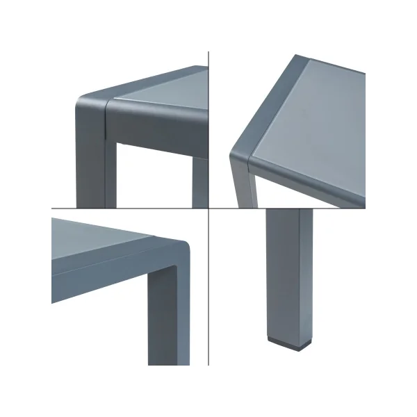 Table d'Appoint de Jardin en Aluminium Plateau en Verre 51 x 51 x 46 cm
