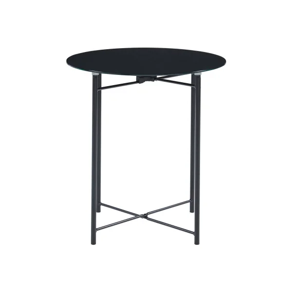 Table d'Appoint en Acier et Verre Trempé 42 x 45 cm Noir Table de Salon