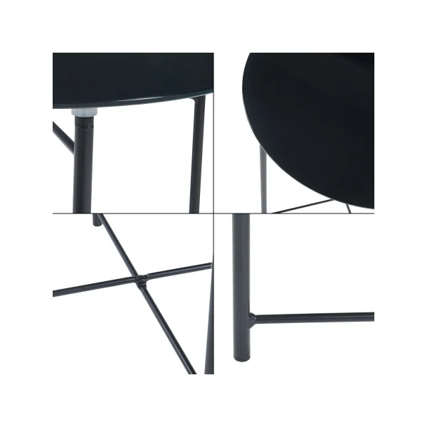 Table d'Appoint en Acier et Verre Trempé 42 x 45 cm Noir Table de Salon