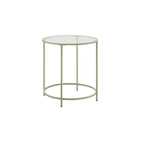 Table d'Appoint en Verre Trempé Ronde Métal Vert Laurier Table de Salon